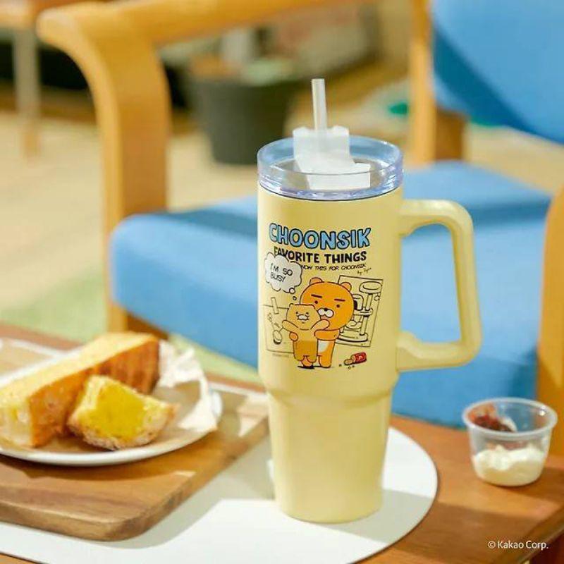 Kakao friends 萊恩春植大容量不鏽鋼冰霸吸管杯 887ml-細節圖3
