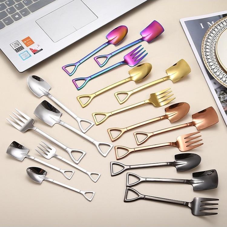 【台灣免運24h出貨】鏟子湯匙 湯匙叉子 鏟子叉子 小湯匙 水果叉 咖啡杓 造型湯匙 鐵鏟湯匙 攪拌棒【RS1397】-細節圖7