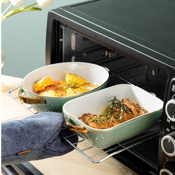 金耳邊焗烤盤 雙耳陶瓷烤盤 陶瓷烤盤 烤盤 焗烤盤 烘焙用具 焗烤 可微波烤箱【RS1212】-細節圖9