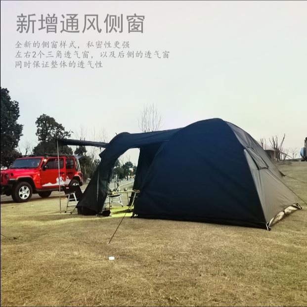 [瘋露客]四季狐一室一廳帳篷家庭親子帳篷防雨防曬黑膠款加厚(4人帳)-細節圖2