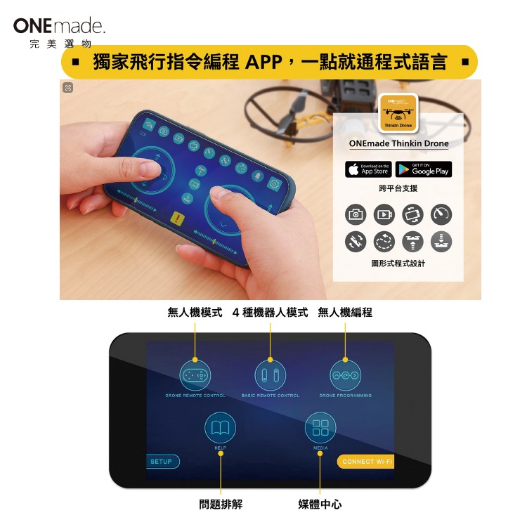 【DIY品牌聯盟】ONEmade 5合一無人機程式積木套組 無人機 空拍機-細節圖4