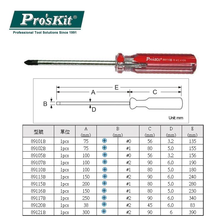 【DIY品牌聯盟】Pro＇sKit 寶工 89101B 鉻鉬鋼彩條十字起子 十字起子 螺絲起子 起子 螺絲 手把工具-細節圖3