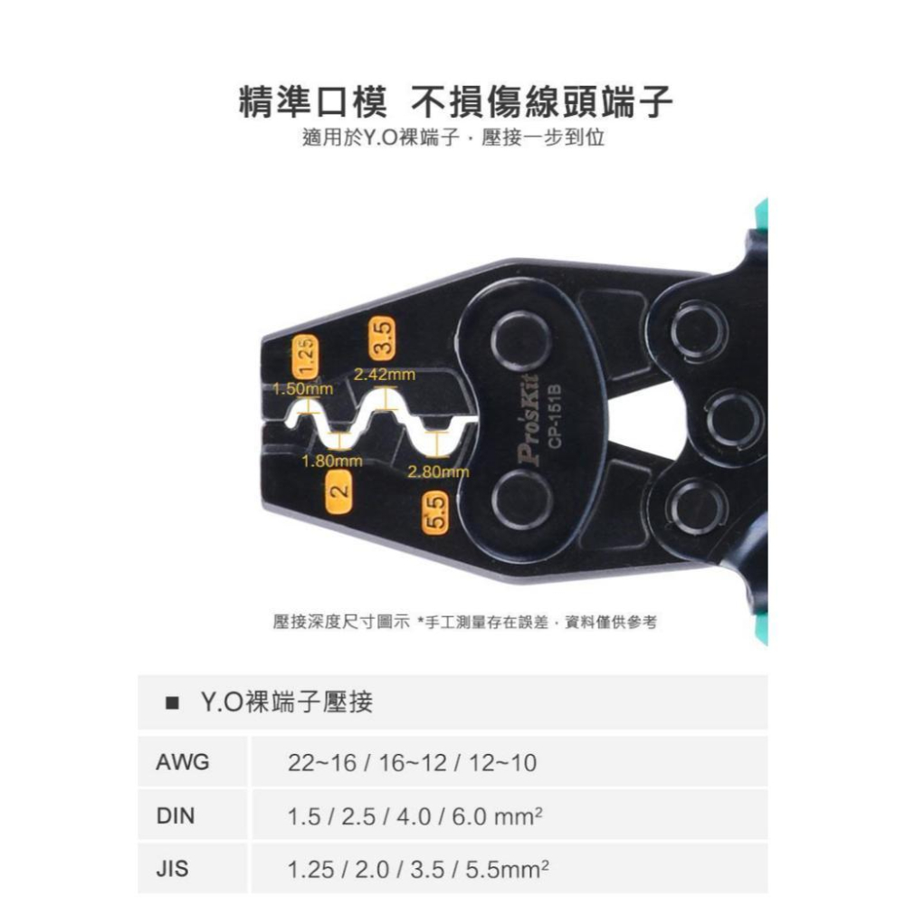 【DIY品牌聯盟】Pro＇sKit 寶工 CP-151B Y.O裸端子迷你棘輪壓著鉗 鉗子 壓接鉗 壓著鉗 端子鉗-細節圖5