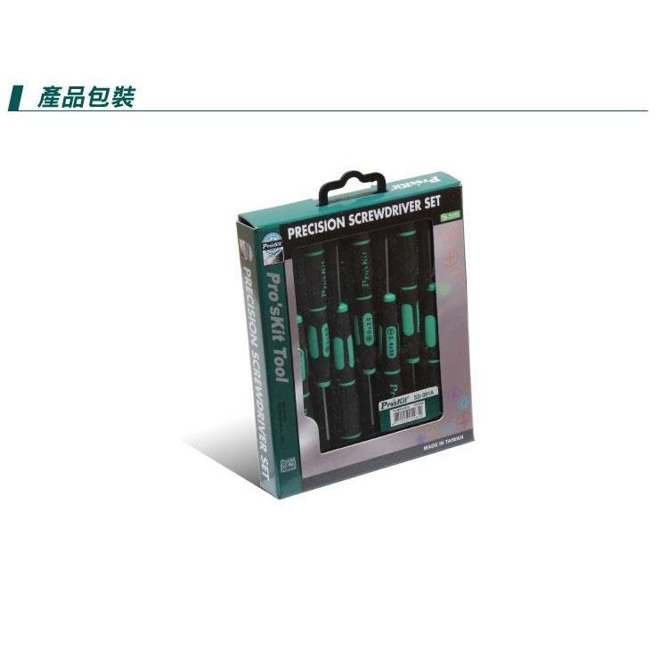 【DIY品牌聯盟】Pro＇sKit 寶工SD-081A 綠黑十 一字精密起子組(7支) 防滑TPR手柄 合金鋼精製-細節圖7