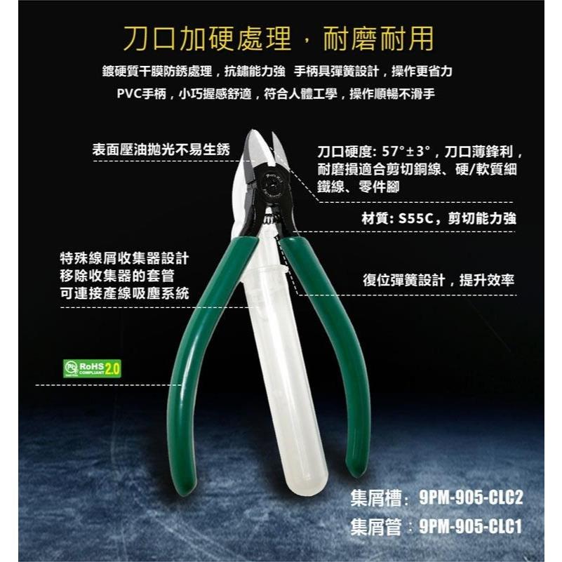 【DIY品牌聯盟】Pro＇sKit 寶工 PM-905FHC 綠柄碳鋼強力斜口鉗+集屑槽管 斜口鉗 尖嘴鉗 斜口鉗 鉗子-細節圖3