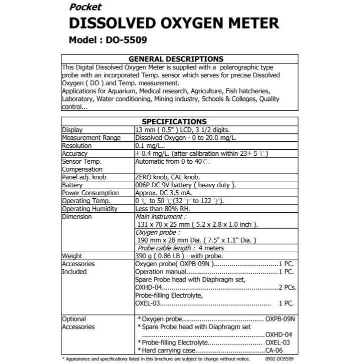 【DIY品牌聯盟】Lutron 路昌 袖珍溶氧計 溶氧計 DO-5509 溶氧測試棒 溶氧電極 水中之氧氣濃度-細節圖3