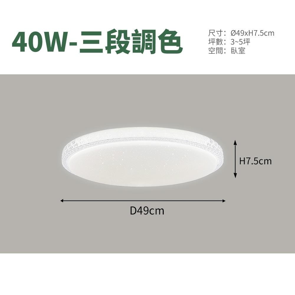 【formosa】現貨 LED吸頂燈 40W 三色調光 全光譜 簡易安裝 全電壓 客廳 臥室 白光 黃光 自然光-細節圖7