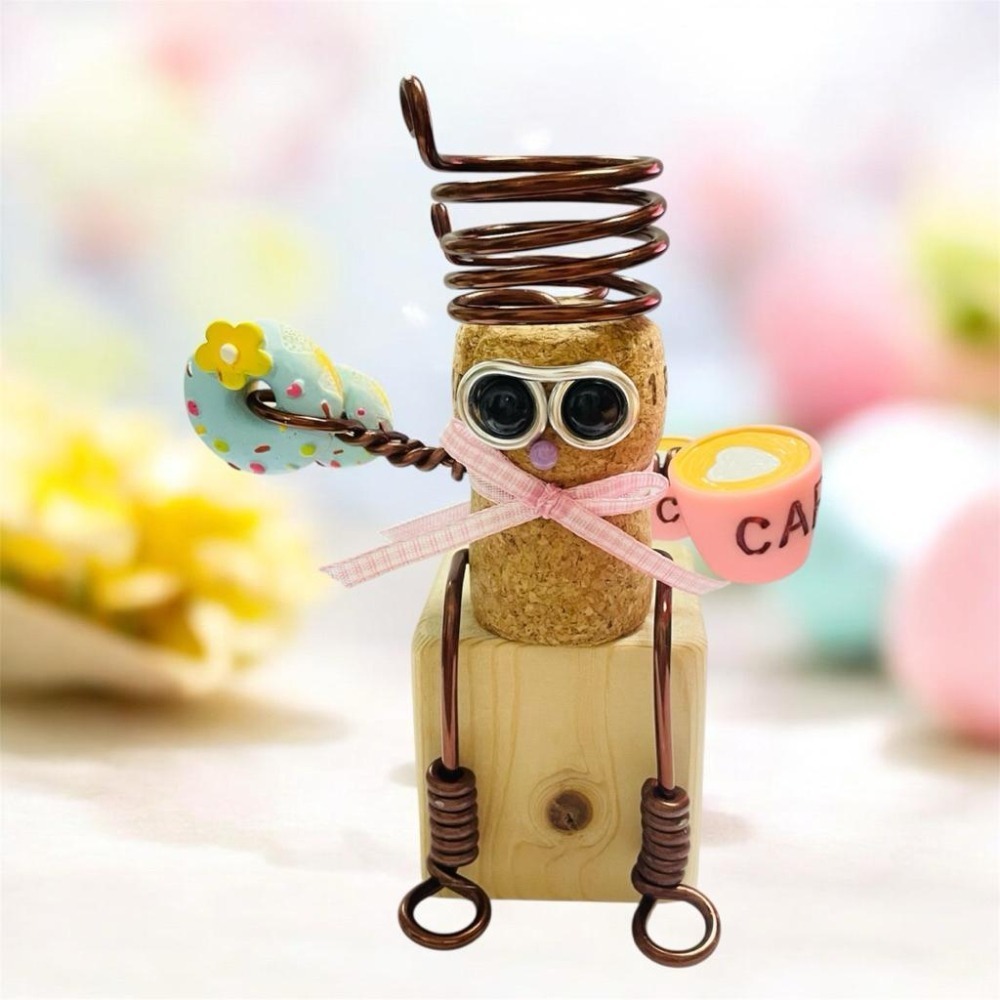 微甜多肉小陽台．空氣鳳梨的家｜鋁線手作．Chill 植感杯杯軟木塞人偶×積木座(不含空鳳)-細節圖2