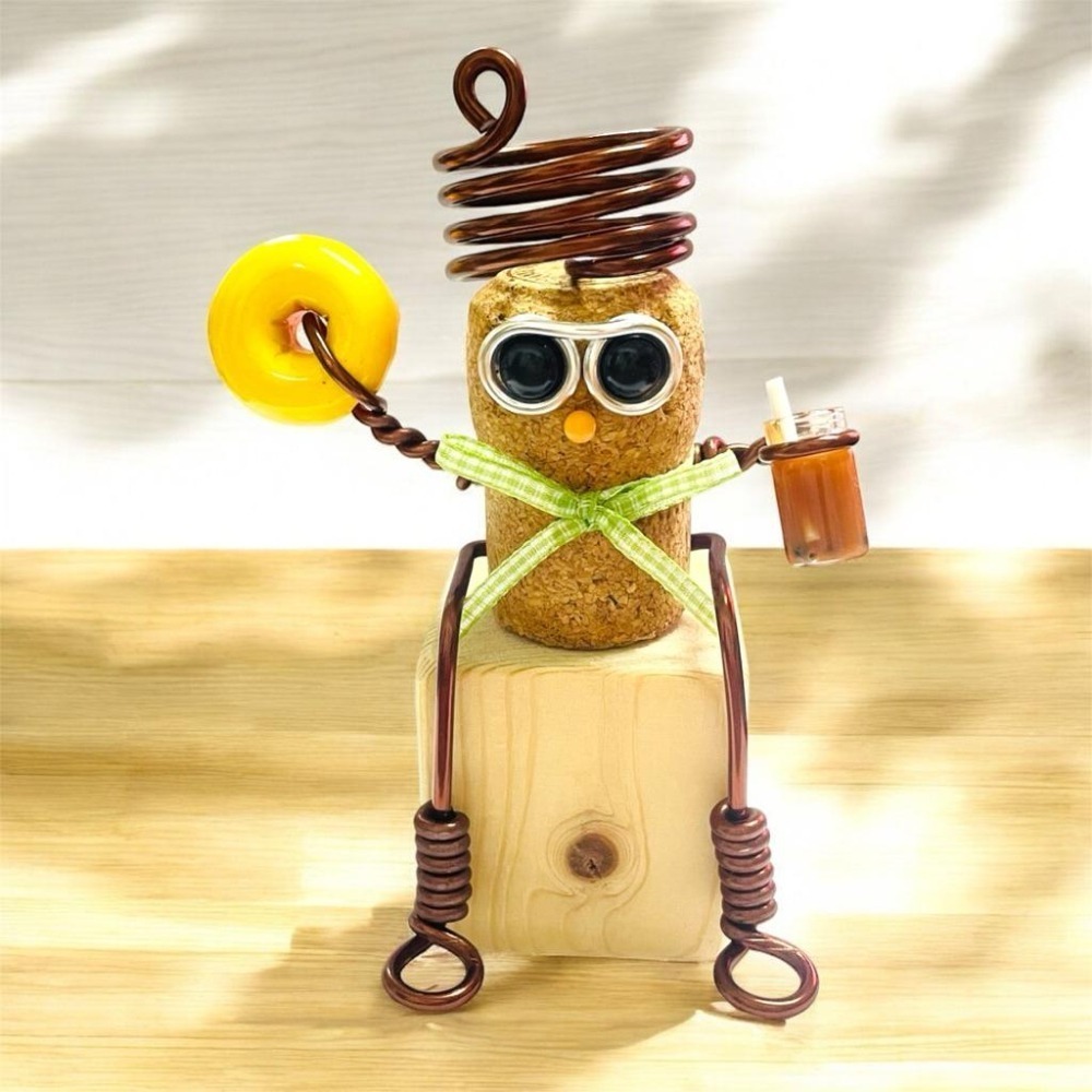 微甜多肉小陽台．空氣鳳梨的家｜鋁線手作．植系下午茶軟木塞人偶×積木座(不含空鳳)-細節圖2