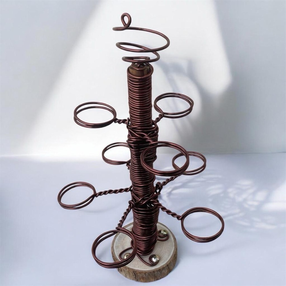 微甜多肉小陽台．空氣鳳梨的家｜鋁線手作．三層空鳳鋁線樹，有底座（不含植物）-細節圖3