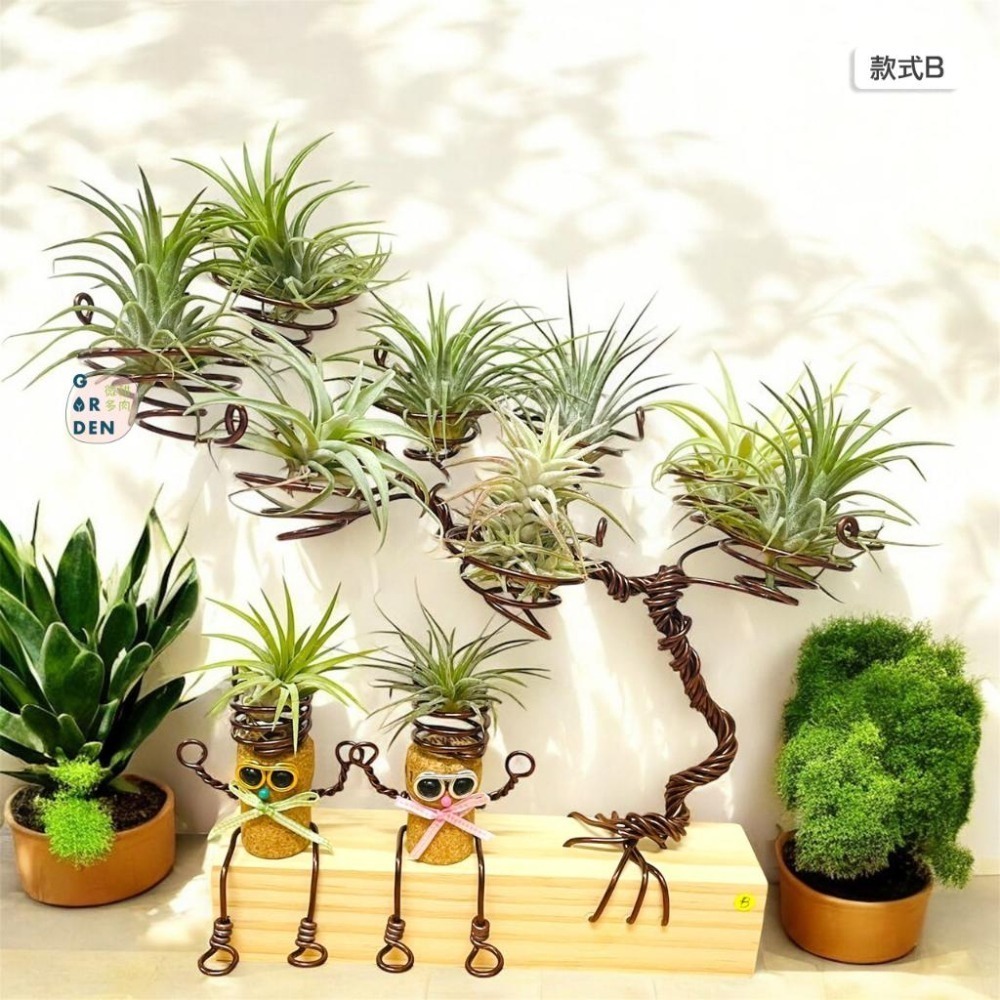 微甜多肉小陽台．空氣鳳梨的家｜鋁線手作． 鋁線樹(可放8顆空鳳)( 出貨不含植物與擺飾)-細節圖3