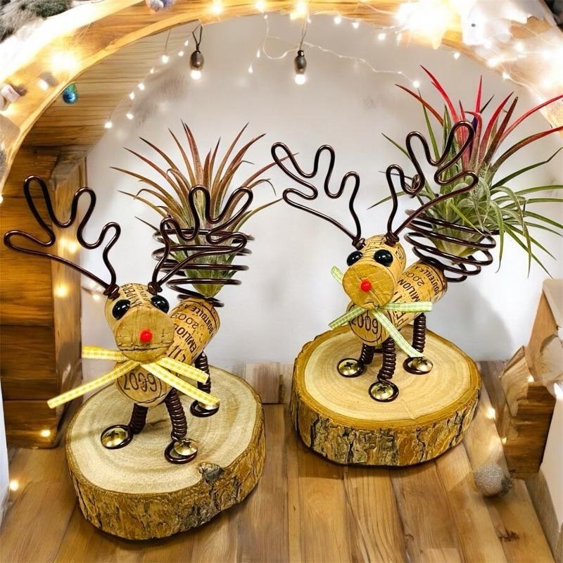 微甜多肉小陽台．空氣鳳梨的家｜鋁線手作．軟木塞麋鹿空鳳木架（不含空鳳）-細節圖6