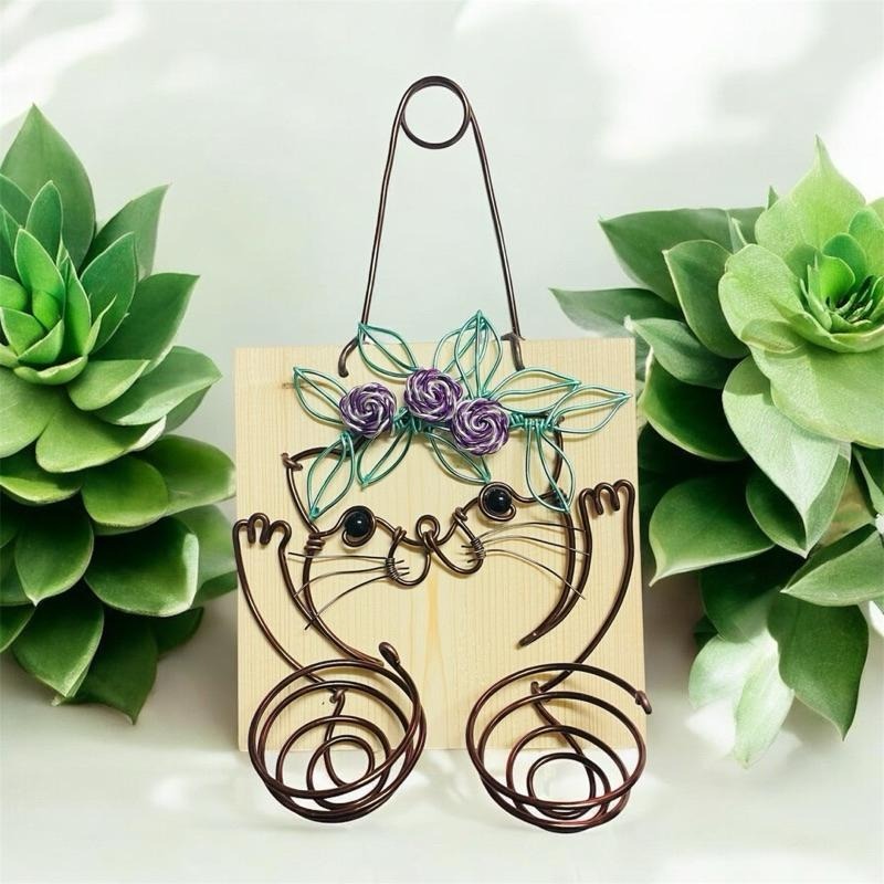 微甜多肉小陽台. 空氣鳳梨的家 / 迎福喵．雙空鳳幸福木架（不含植物）-細節圖2