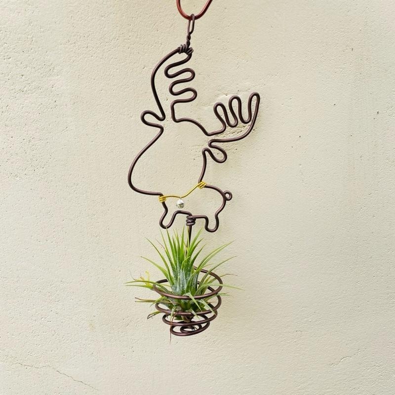 微甜多肉小陽台．空氣鳳梨的家｜鋁線手作．馴鹿空鳳掛架，鈴鐺項鍊顏色隨機(不含空鳳)-細節圖2