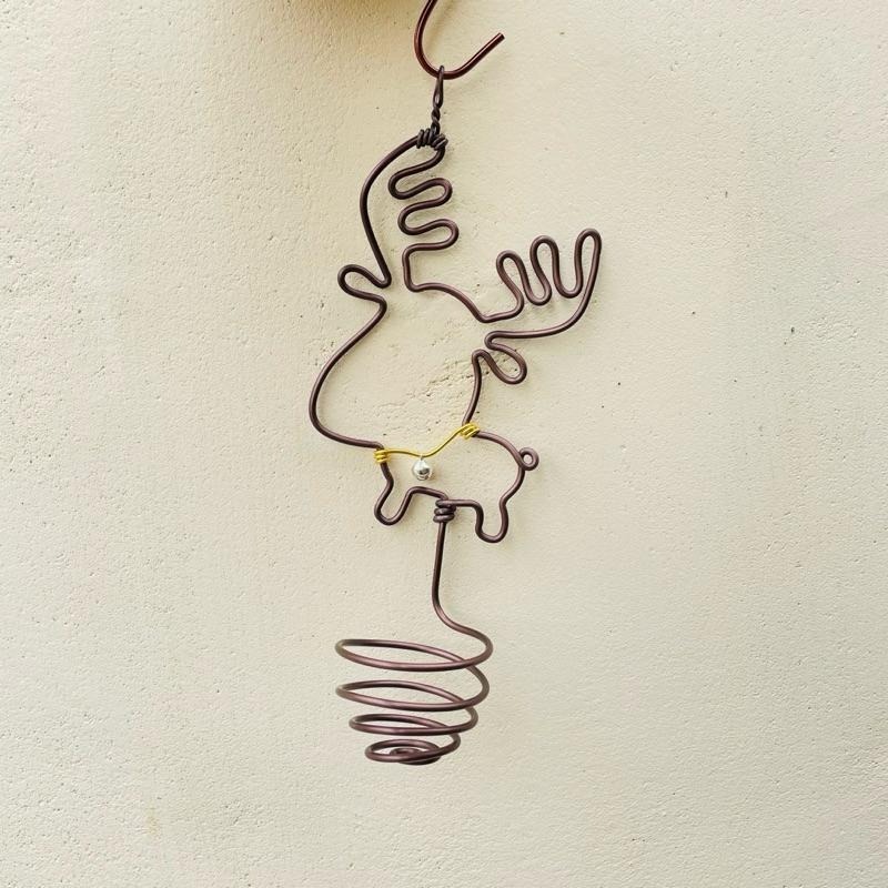 微甜多肉小陽台．空氣鳳梨的家｜鋁線手作．馴鹿空鳳掛架，鈴鐺項鍊顏色隨機(不含空鳳)-細節圖3