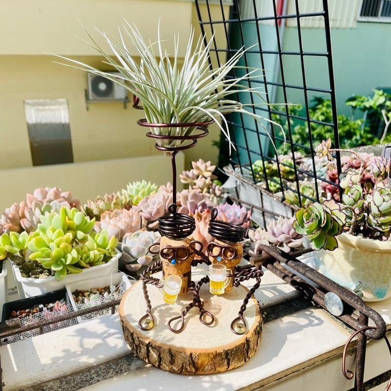 微甜多肉小陽台．空氣鳳梨的家｜鋁線手作．把酒言歡軟木塞空鳳架（不含植物）-細節圖2