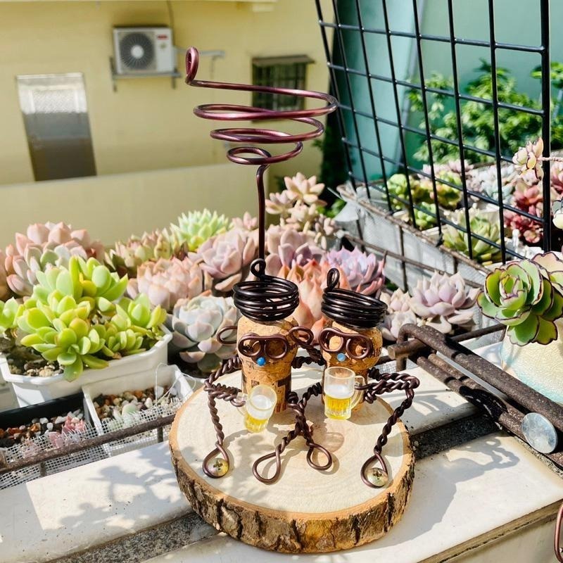 微甜多肉小陽台．空氣鳳梨的家｜鋁線手作．把酒言歡軟木塞空鳳架（不含植物）-細節圖3