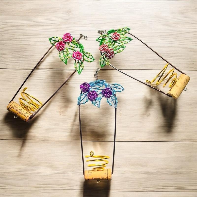 微甜多肉小陽台·空氣鳳梨的家｜鋁線手作．可旋轉軟木塞玫瑰空鳳掛架（不含空鳳）-細節圖2