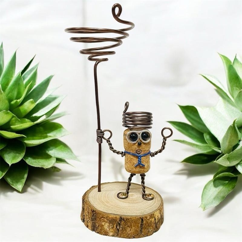 微甜多肉小陽台．空氣鳳梨的家｜鋁線手作． 軟木塞小士兵空鳳木架（不含植物）-細節圖2