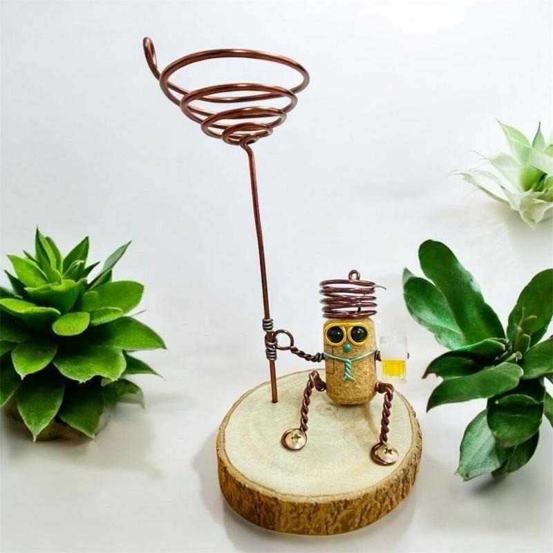 微甜多肉小陽台．空氣鳳梨的家｜鋁線手作．先來杯啤酒吧！軟木塞空鳳木架（不含植物）-細節圖3