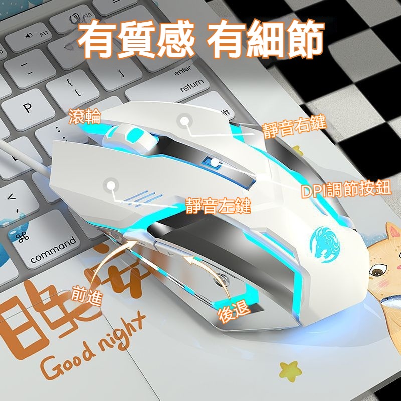 前行者G9 機械手有線滑鼠 遊戲滑鼠 電競滑鼠 辦公滑鼠 女生滑鼠 靜音滑鼠 接近無聲 多色可選 BSIM認證-細節圖2