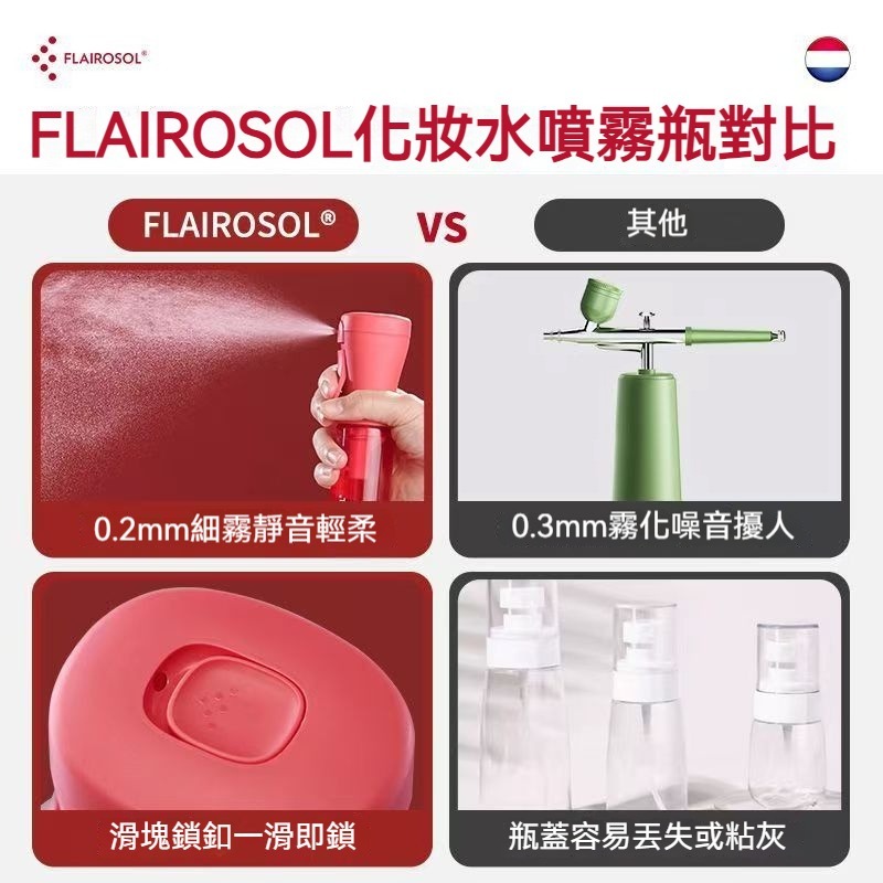 荷蘭Flairosol 原裝進口 90ml迷你便攜式 高壓噴霧瓶 化妝水分裝瓶 補水瓶 隨身攜帶 誤按開關鎖 多顏色-細節圖2