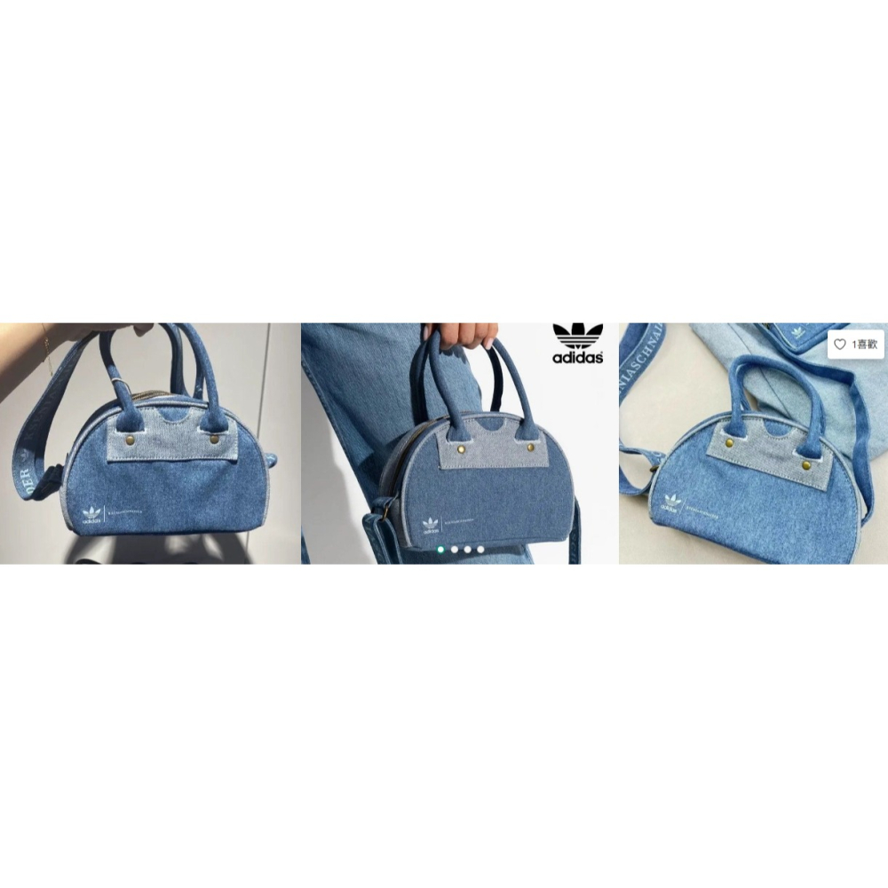 🔥限量聯名！Adidas三葉草牛仔保齡球包｜復古丹寧×韓系街頭必備-細節圖2