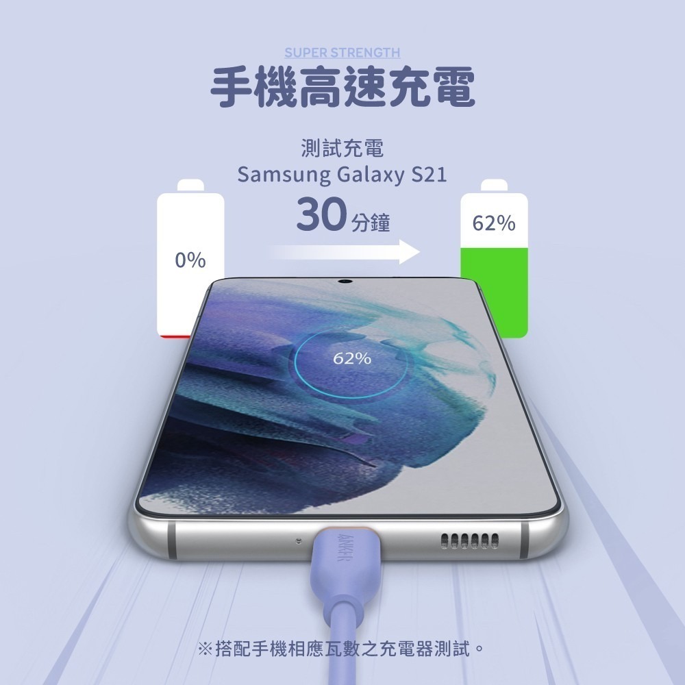 🔥24H寄出🔥美國ANKER Type-C親膚款 快充傳輸線 充電線 PD快充線 USB-C 安卓 5A 筆電 快充-細節圖3