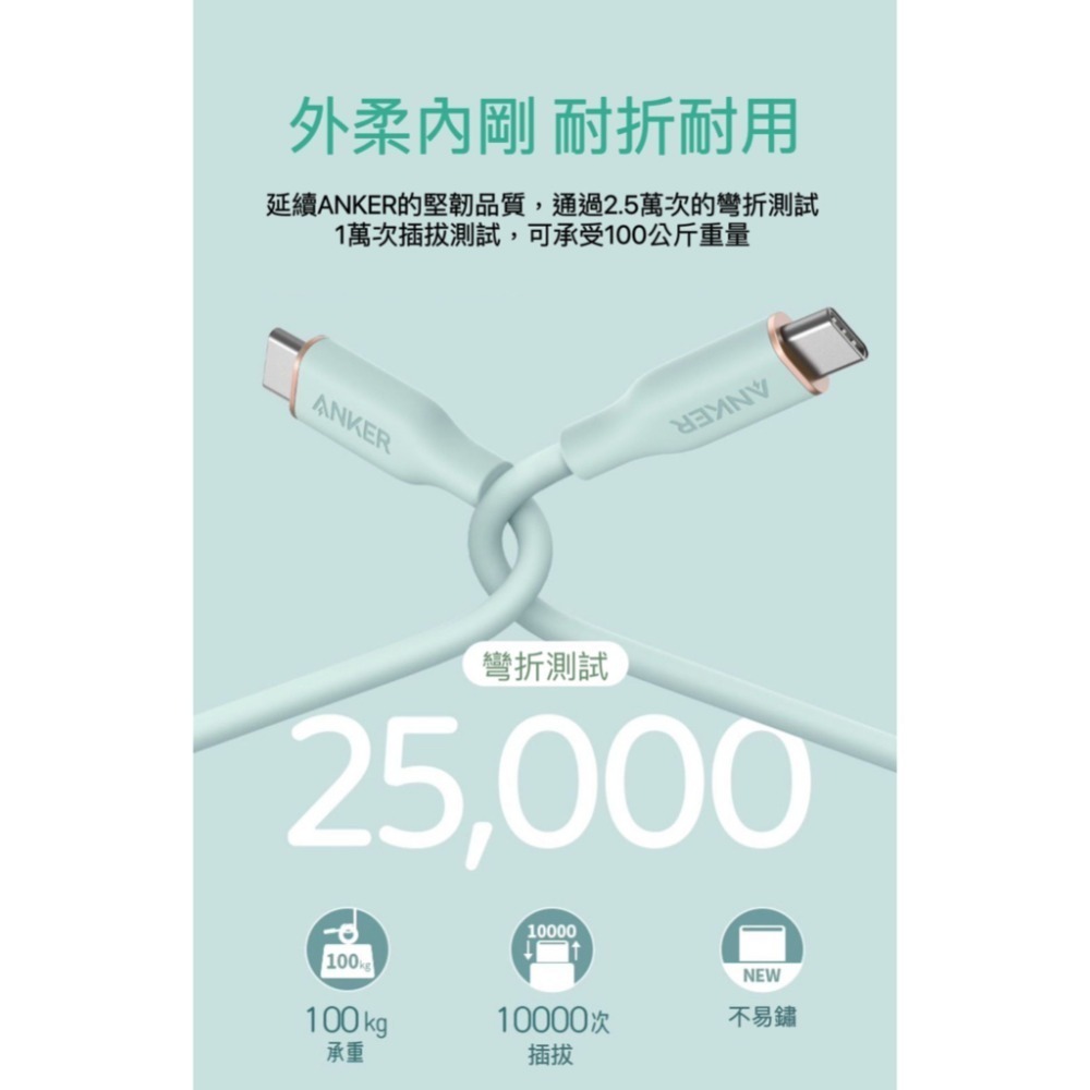 🔥24H寄出🔥美國ANKER Type-C親膚款 快充傳輸線 充電線 PD快充線 USB-C 安卓 5A 筆電 快充-細節圖4
