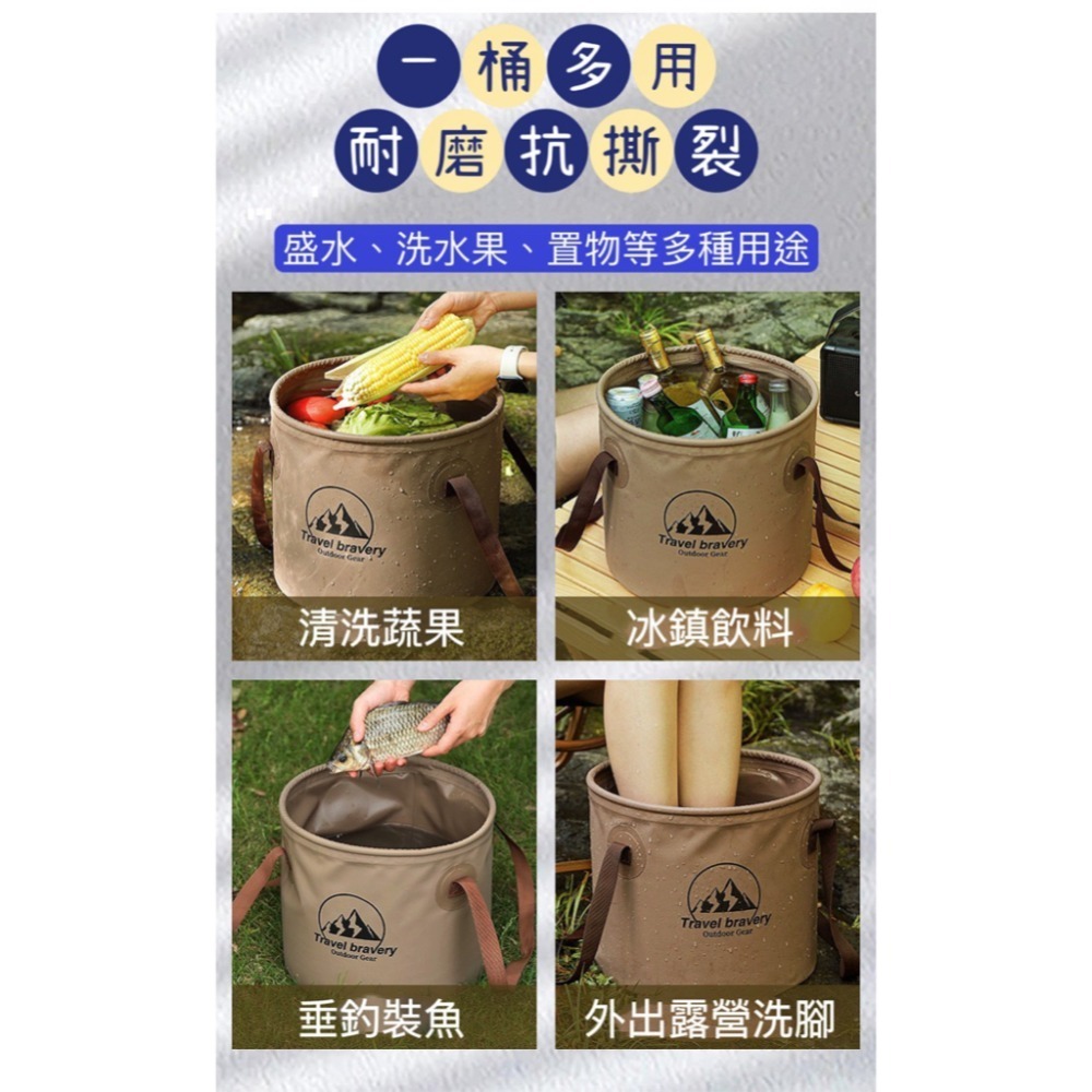 🔥24H出貨🔥戶外折疊水桶 摺疊水桶 露營水桶 戶外水桶 儲水桶 旅行水桶 水桶 釣魚桶 提水桶 收納桶 露營 冰桶-細節圖2