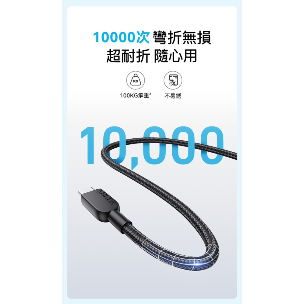 🌟新品上市 美國ANKER 240W閃充 雙USB-C快充編織傳輸線 快充線 安卓 筆電 充電線 type-c 傳輸線-細節圖4