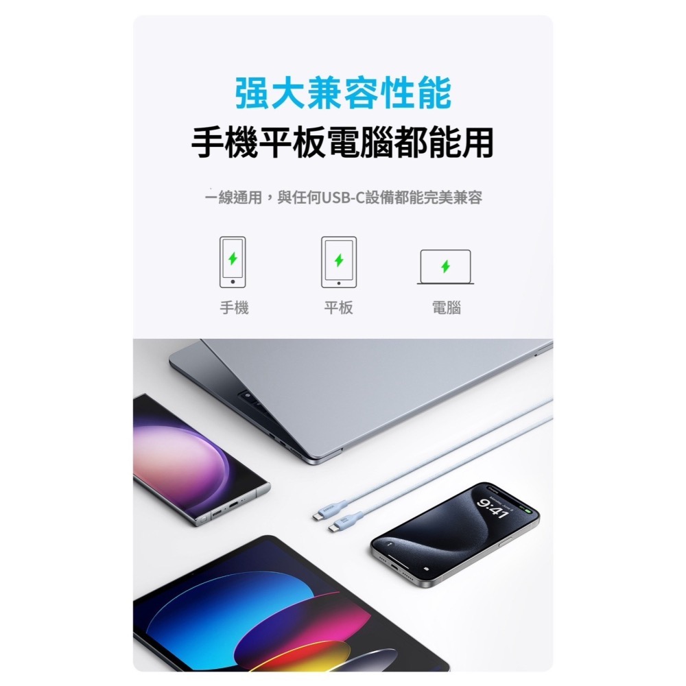 ANKER 240W閃充 雙USB-C環保編織傳輸線 快充線 安卓 筆電 充電線 type-c 蘋果線-細節圖4