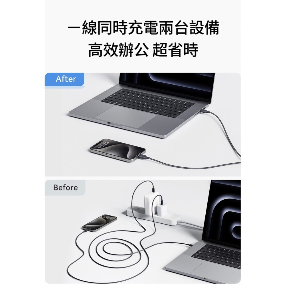 🌟新品上市 美國ANKER 140W二合一USB-C快充線 傳輸線 安卓 筆電 充電線 type-c 蘋果線 i15-細節圖3