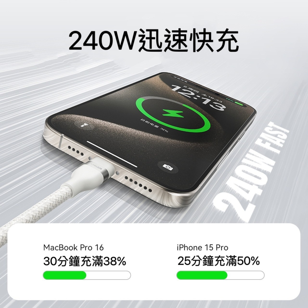 🌟新品上市 ANKER 240W親膚編織快充線 安卓 筆電 充電線 type-c 傳輸線 蘋果線 USB-C i16-細節圖5