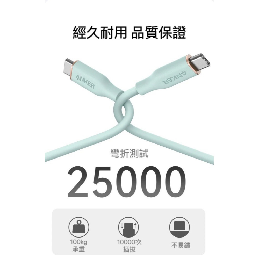 🌟新品上市 ANKER 240W C to C親膚快充線 安卓 筆電 充電線 type-c 傳輸線 蘋果線 i16-細節圖3