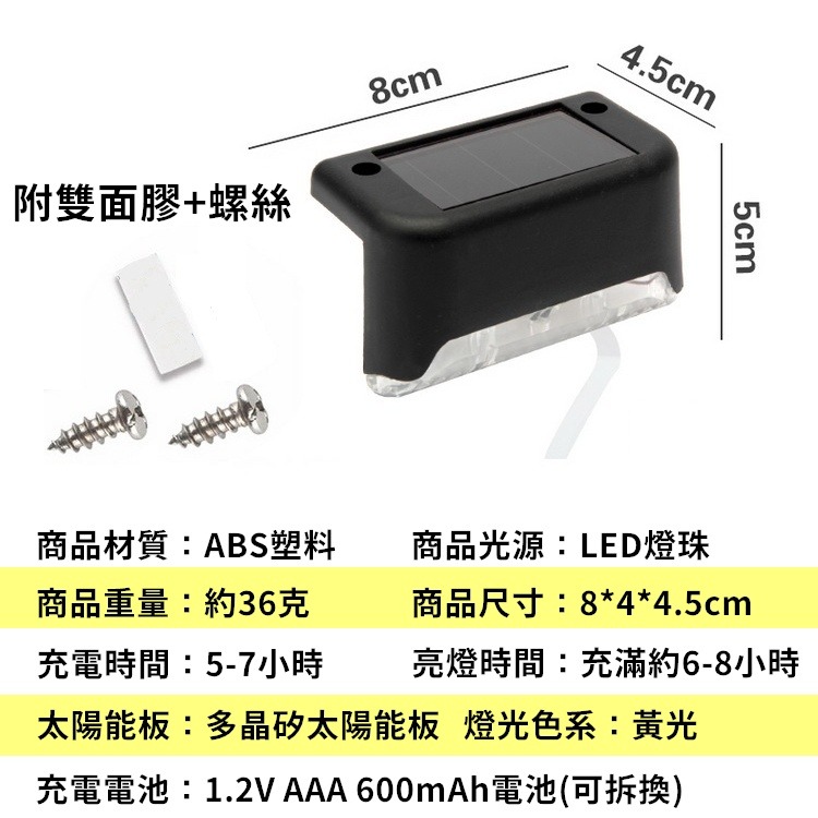 【工廠直營 台灣出貨】樓梯燈 階梯燈 太陽能樓梯燈 太陽能階梯燈 樓梯壁燈 台階燈 陽台燈 太陽能感應燈【CP191】-細節圖3