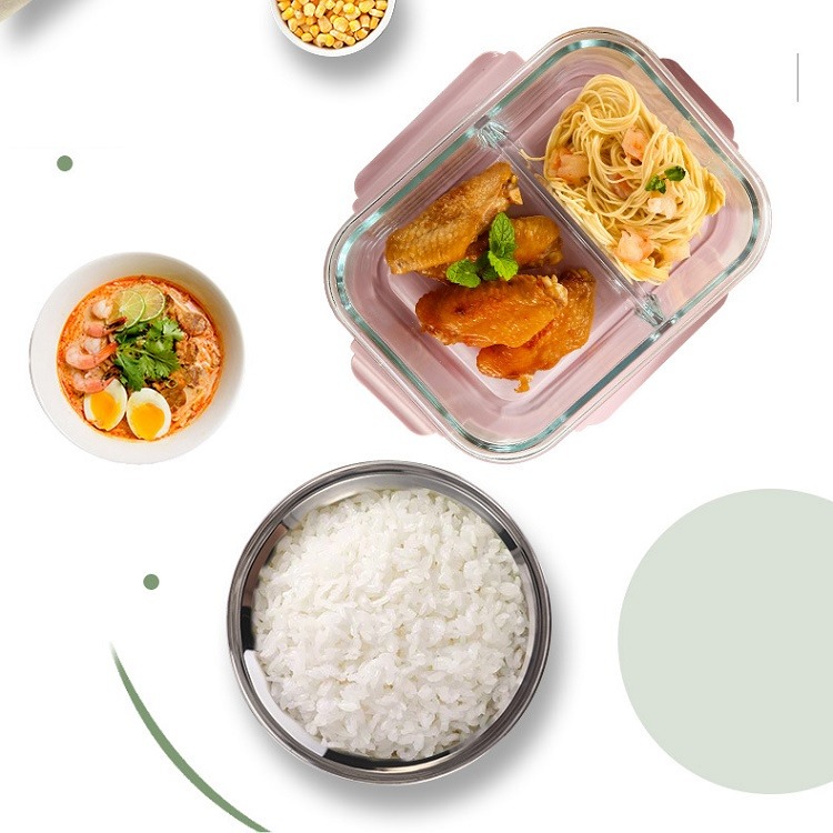 【工廠直營 台灣出貨】便當盒 玻璃便當盒 微波便當盒 分隔便當盒 玻璃保鮮餐盒 耐熱便當盒【RS1329】-細節圖5