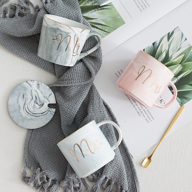 【工廠直營 台灣出貨】馬克杯 對杯 情侶對杯 大理石紋 咖啡杯 陶瓷馬克杯 婚禮小物【RS907】-細節圖2