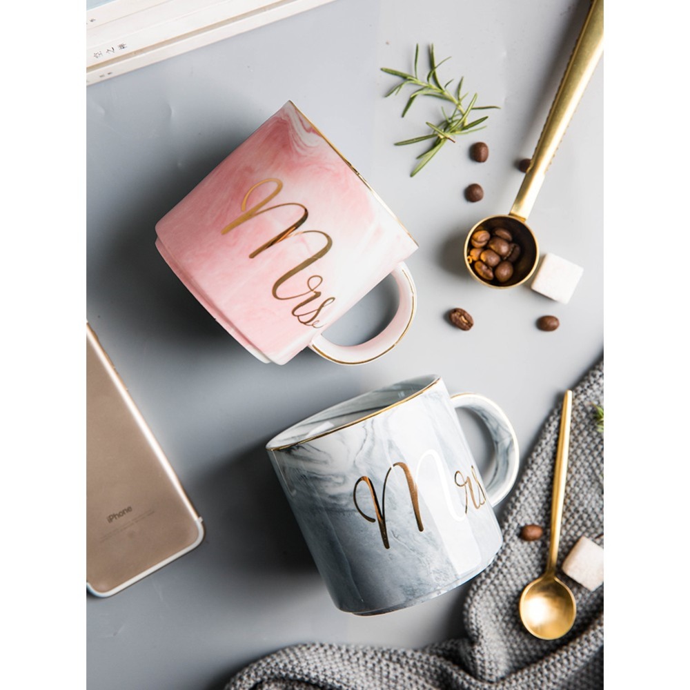 【工廠直營 台灣出貨】馬克杯 對杯 情侶對杯 大理石紋 咖啡杯 陶瓷馬克杯 婚禮小物【RS907】-細節圖9