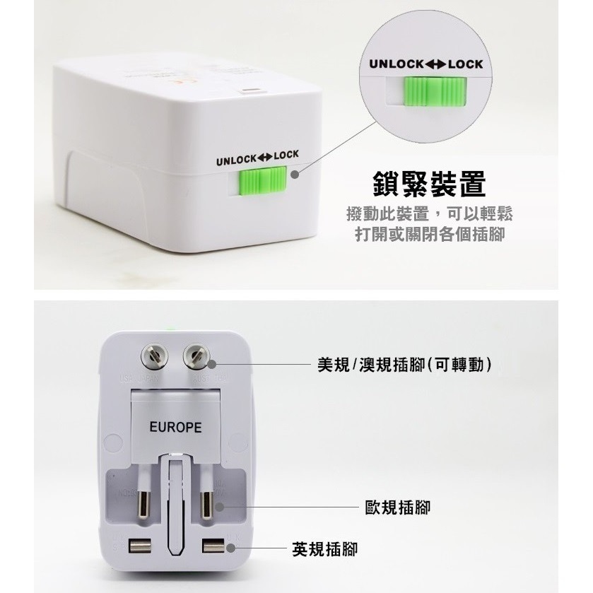 【 台灣出貨保固一個月】萬用插頭 全球通用插座 轉接插頭 歐規 美規 英規 澳規 萬用插座 旅行轉換插頭【RS712】-細節圖4
