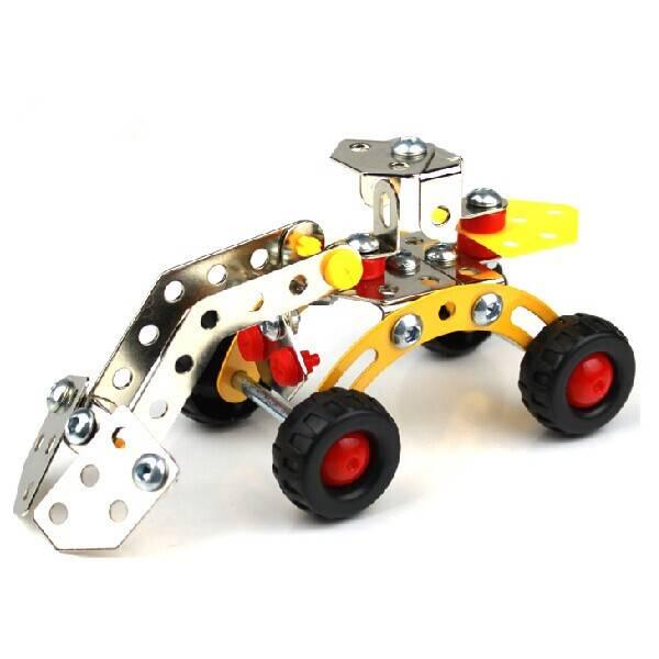 全新 現貨 袋裝 金属 角鐵 工程車 DIY 组裝 金属 螺母 螺丝 组合 拼裝 兒童 拆裝 大男孩 積木 科學 玩具-細節圖7