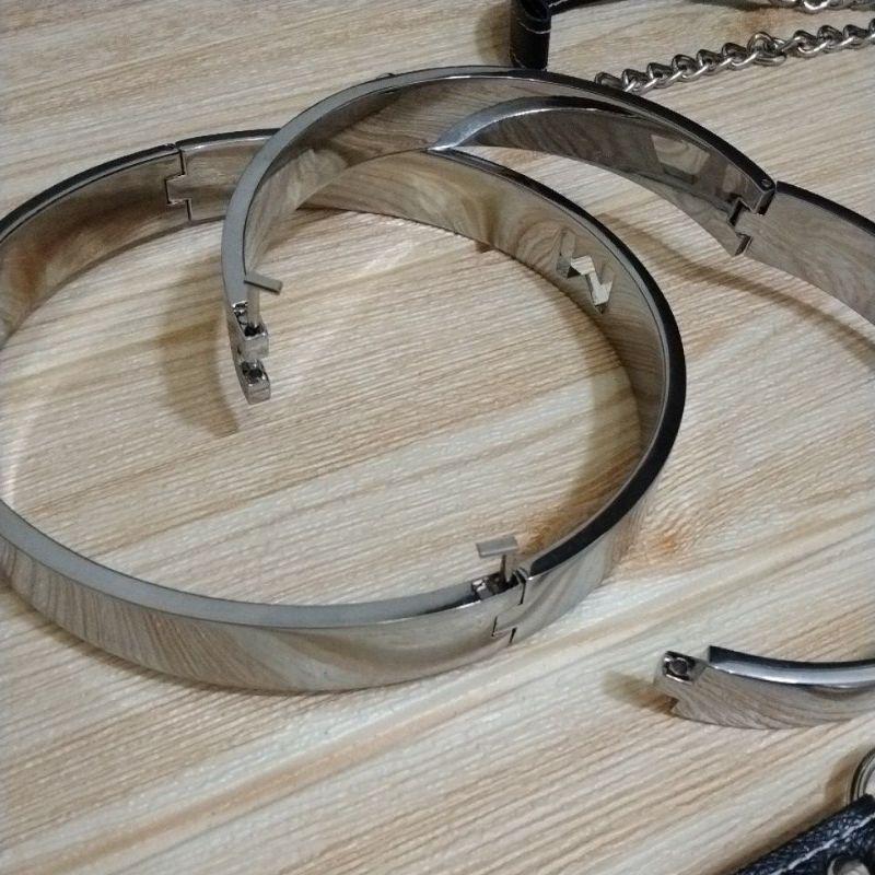 全新 現貨 精品 不鏽鋼 項圈 寵物 狗狗 品質 鋼圈 磁吸 L型 插梢 生活 情趣 比特犬 超強 頸圈 拉繩 M 鏤空-細節圖3