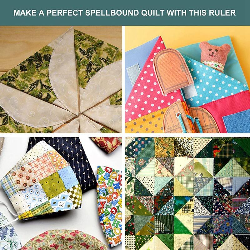 全新 現貨 創意 縫紉 被子尺 網格 90度 雙條尺 防滑 方形 三角形 切割 6英寸 壓克力 三角尺 絎縫尺 模板 尺-細節圖3