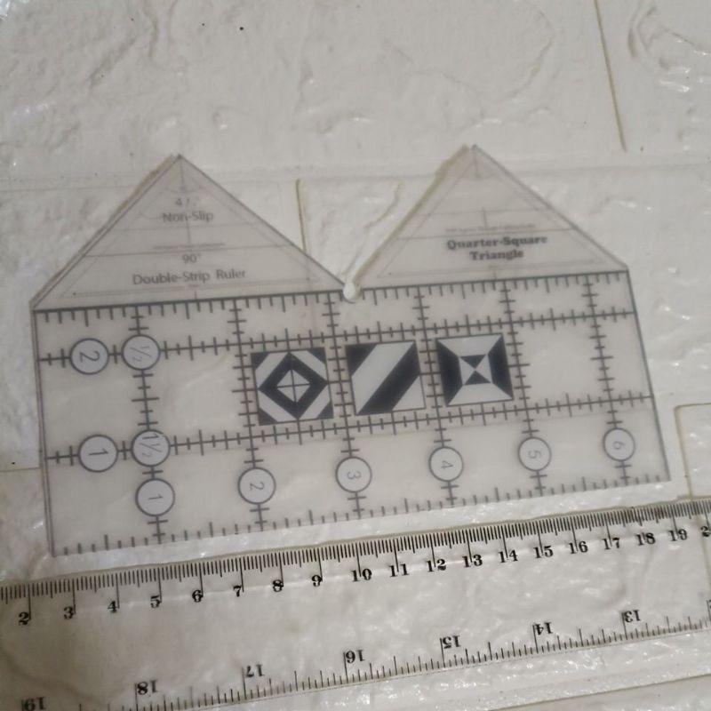 全新 現貨 創意 縫紉 被子尺 網格 90度 雙條尺 防滑 方形 三角形 切割 6英寸 壓克力 三角尺 絎縫尺 模板 尺-細節圖6