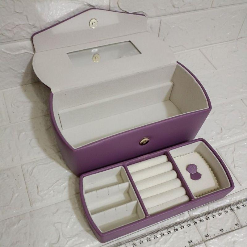 全新 現貨 高品質 庫存品 破盤 出清 化妝箱 首飾盒 珠寶盒 皮革 外表 絨布內裡 時尚 品味 好攜帶 收納 神器 盒-細節圖2