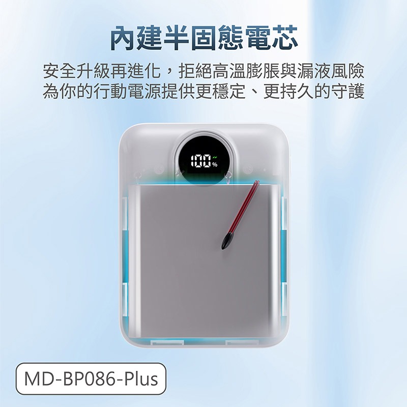 MINIQ 台灣製造 10000mAh 防爆固態數顯急速行動電源(附贈掛繩充電線Type-C)-細節圖5