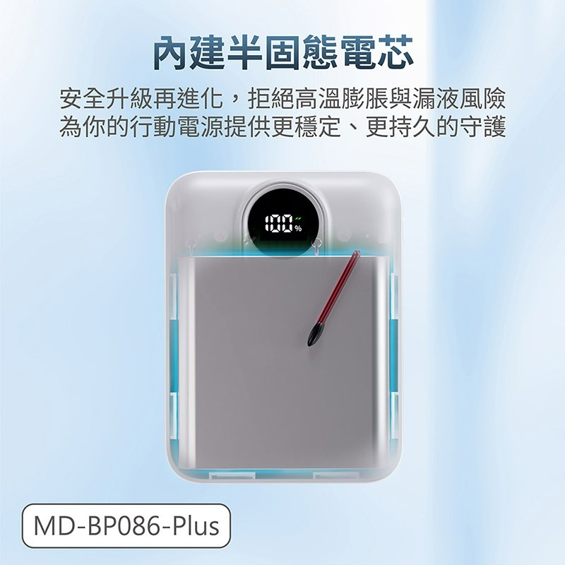 MINIQ 台灣製造 10000mAh 防爆固態數顯急速行動電源(附贈掛繩充電線Type-C)-細節圖5