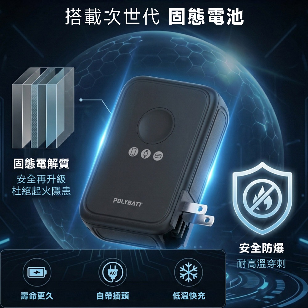 POLYBATT 台灣製造 X3防爆固態 20W八合一行動電源10000mAh(CCC認證/快充/磁吸)-細節圖3