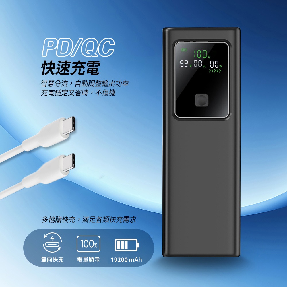MCK 台灣製造 19200mAh 100W數顯快充行動電源(數顯電壓、電流、瓦數)-細節圖3