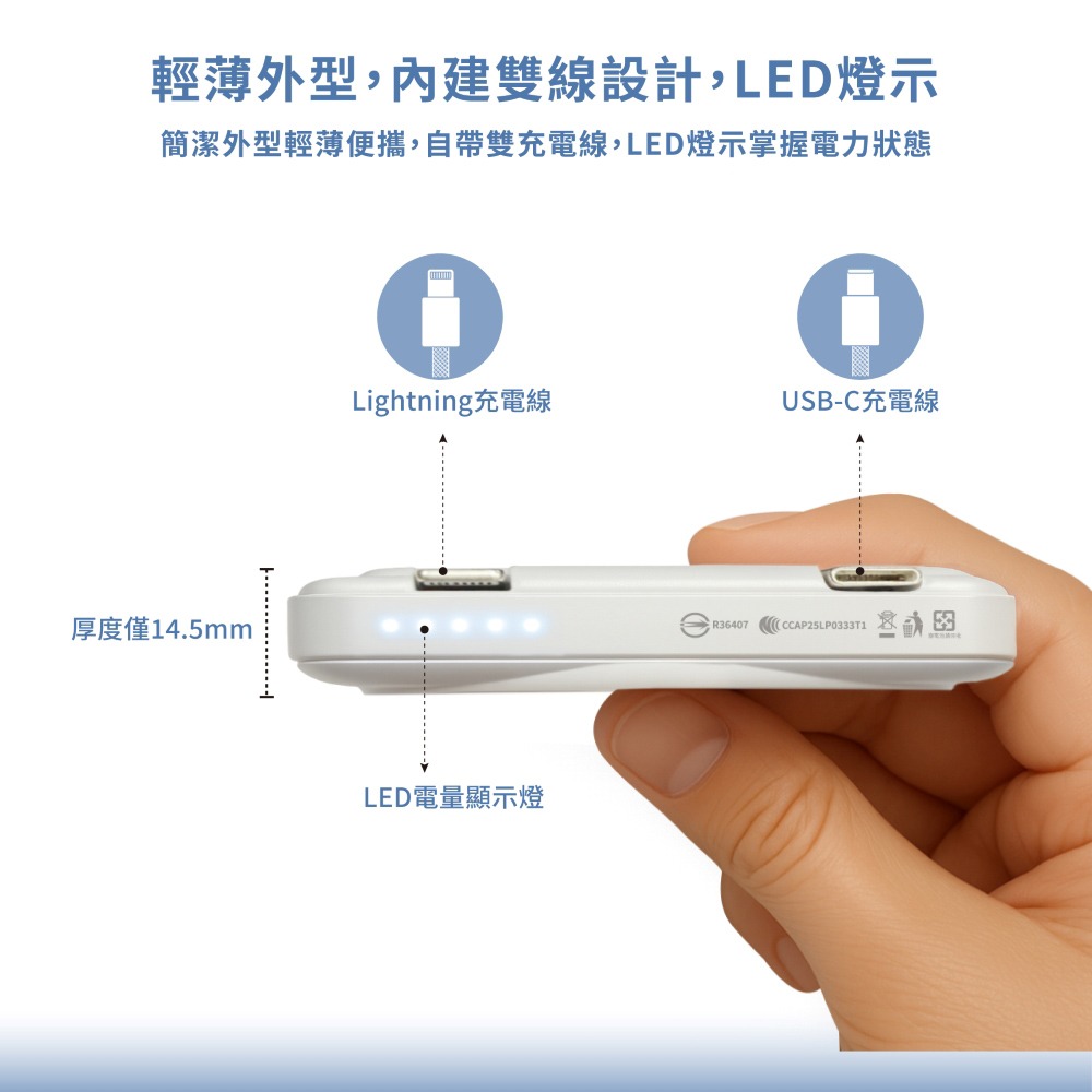 Wephone 10000mAh 22.5W 五合一磁吸無線多功能行動電源(手機/手錶/耳機) 37Wh-細節圖4